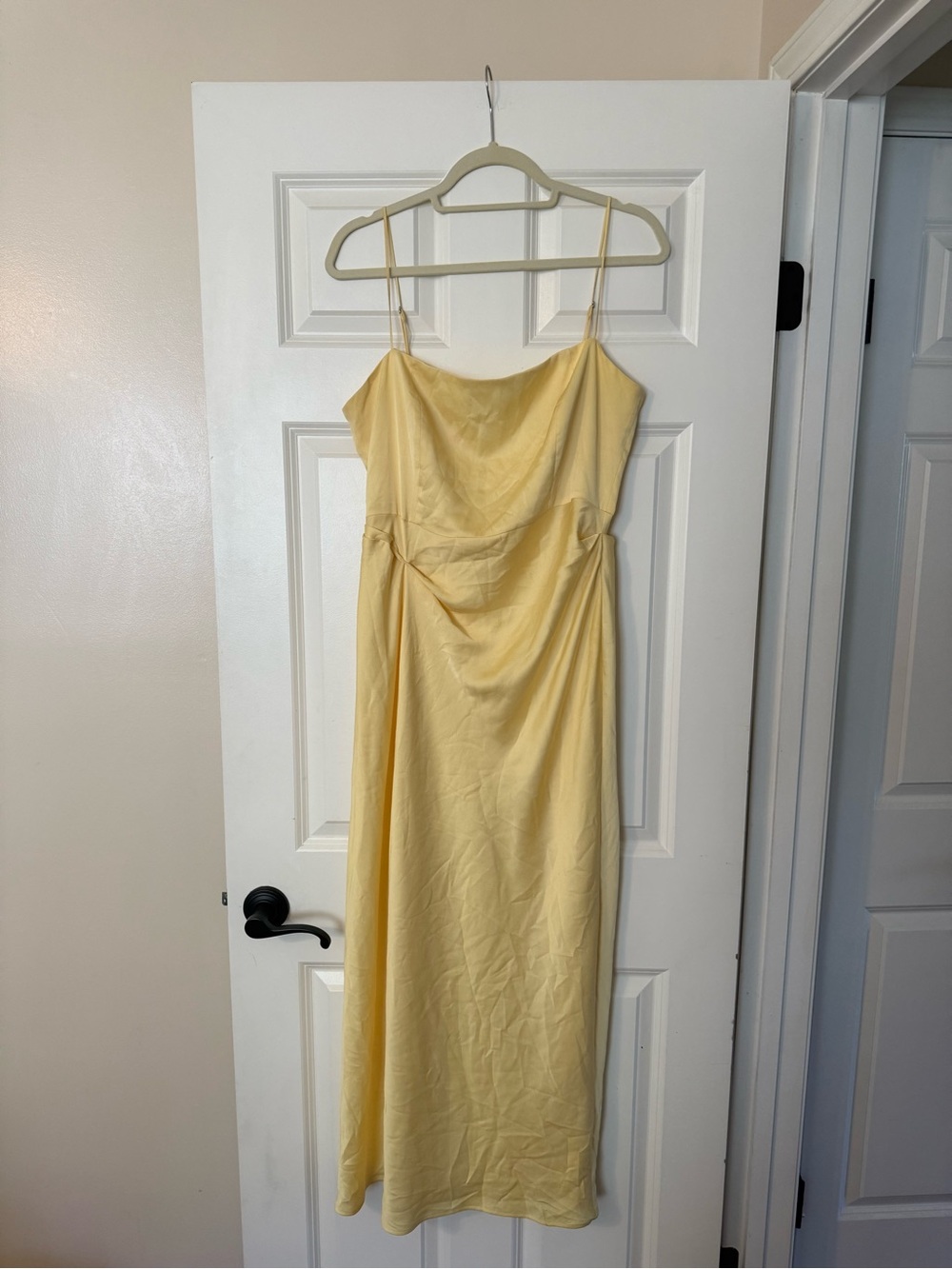 Park and Fifth Yellow Slip Dress Size large with side ruching